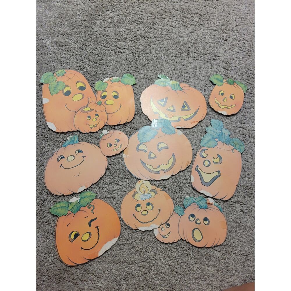 Vintage Halloween Pumpkin Die Cut Decor Lot Classroom Bulletin Board Fall Decor